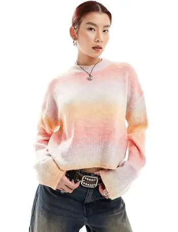 Noisy May strawberry print sweater in pink