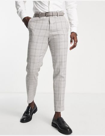 Grey Slim fit Check suit trousers  River Island