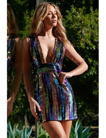 Club l rainbow sequin wrap front store maxi dress