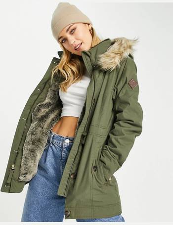 Hollister teddy lined parka jacket with faux fur hood
