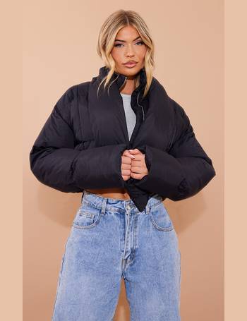 PRETTYLITTLETHING Black Crop Puffer Jacket