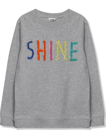 M/&Co Girls Rainbow Shine Slogan Sweatshirt with Long Sleeves