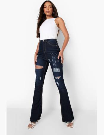 Tall High Rise Frayed Hem Kick Flare Jeans