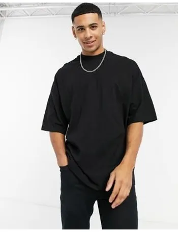 high neck t shirt mens black