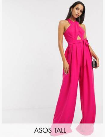 asos edition cross front jumpsuit with tie