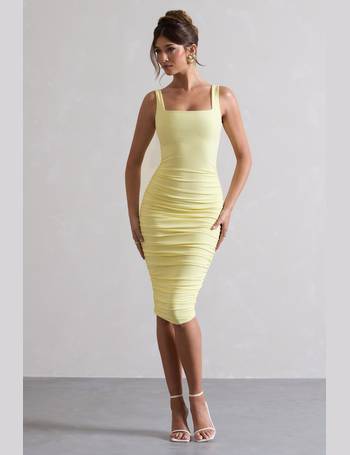 Embody White Cut Out Twist Front Ruched Midi Dress – Club L London