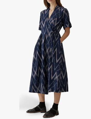 toast wave print wrap dress