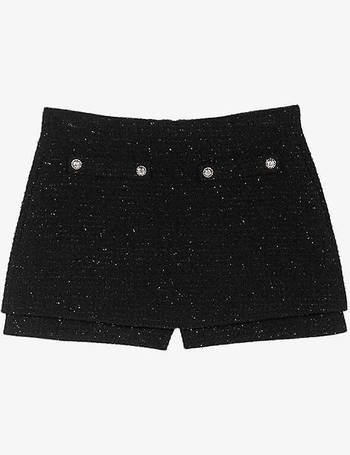Maje faux-pearl tweed shorts - Black