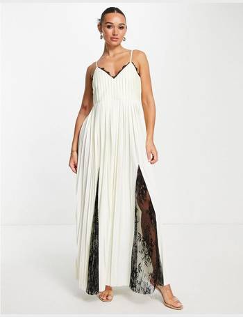 ASOS DESIGN tiered ruffle maxi dress with tie back in vintage