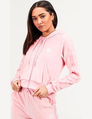 adidas originals relaxed risque velour full zip hoodie