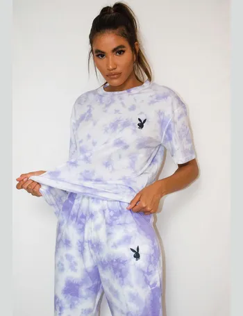 playboy x missguided blue tie dye oversized joggers