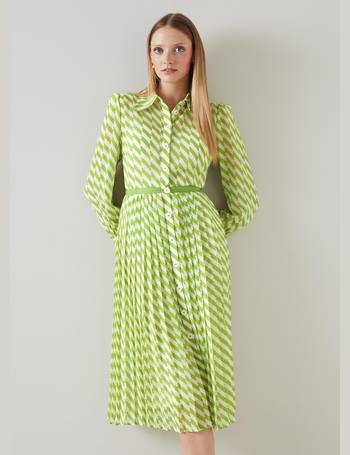 Amy Green and Cream Floral Weavers Print Cotton-Silk Shirt Dress