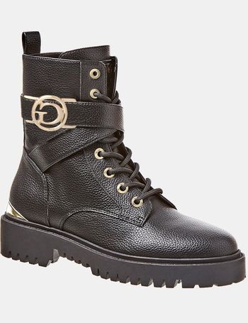 Guess black clearance boots gold buckle