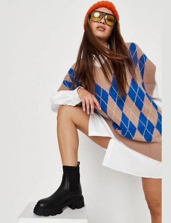 Knitted Panel Chunky Chelsea Boots