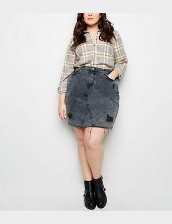 Black ripped denim skirt clearance plus size