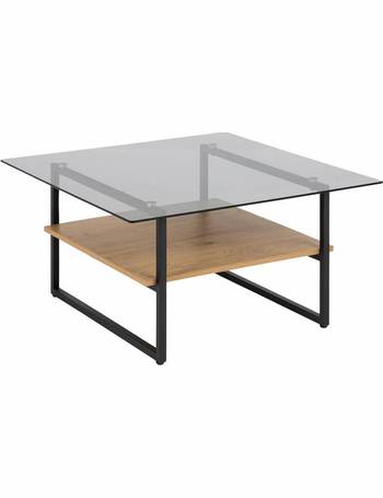 MODERN GLASS TABLE ACTONA CROSS SIDE/LAMP TABLE BLACK CLEAR SMOKE ROUND SQUARE 