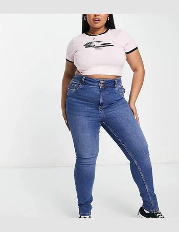 New Look Curve waist enhancing mom jeans in mid blue
