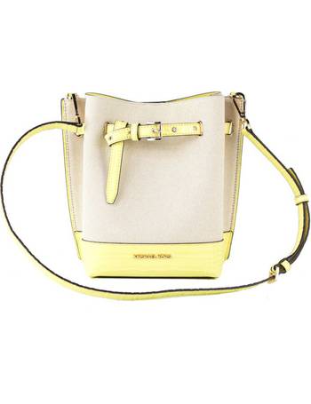New Michael Kors Phoebe Bucket Crossbody Leather Drawstring Bag Optic White   eBay