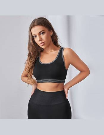 SHEIN Letter Graphic Contrast Binding Sports Bra
