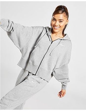 nike trend fleece oversized crop full zip hoodie