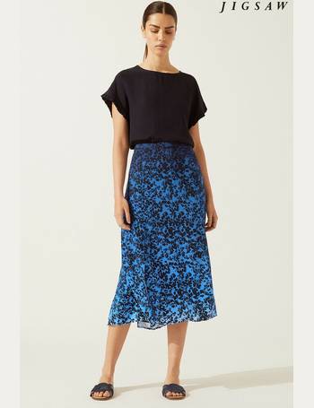 jigsaw paisley wrap midi skirt