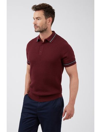 Caramel Henton Textured Knitted Polo Shirt