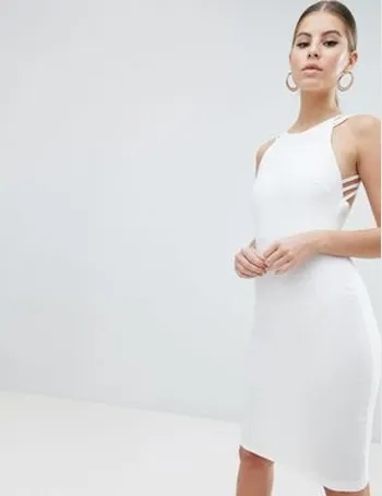 vesper square neck pencil dress in white