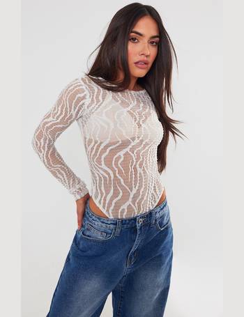 PRETTYLITTLETHING White Lace Bodysuit, Tops