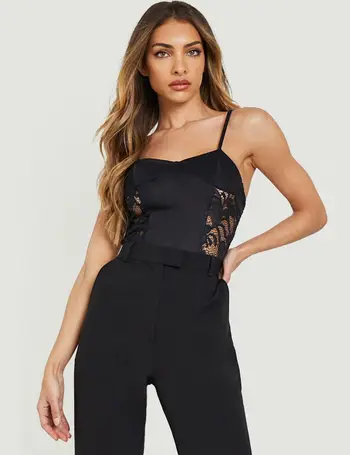 Sheer Lace And Cut Out Strapless Bodysuit