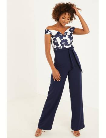 quiz floral bardot jumpsuit