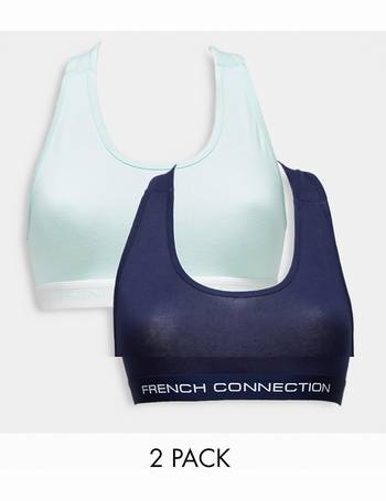 French Connection 2 pack triangle bras in white