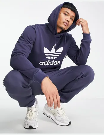 adidas originals mens classic trefoil full zip hoodie collegiate navy