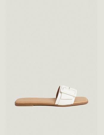Sandals, Oversized Covered Buckle Sliders, Oasis