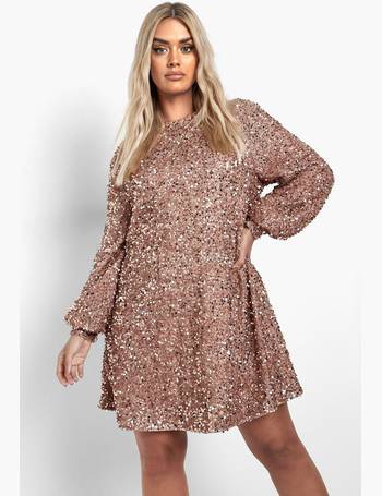 Sequin Open Back Blouson Sleeve Maxi Dress