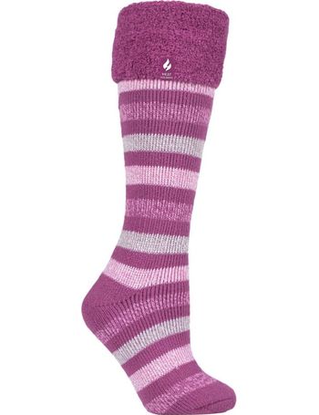 Womens Striped Thermal Socks With Grips