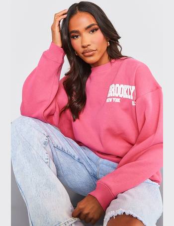 Pink Self Love Club Slogan Puff Print Oversized Hoodie