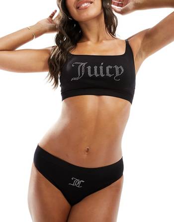 Juicy Couture co-ord mesh triangle bra with logo trim in black