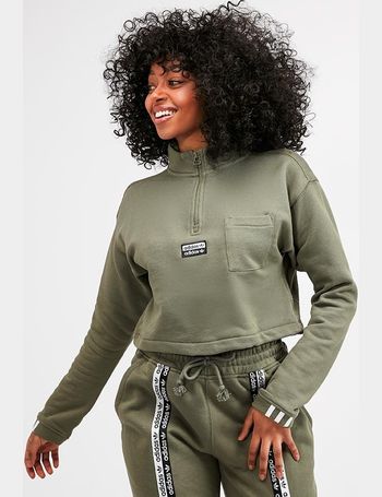 Adidas half best sale zip crop sweatshirt