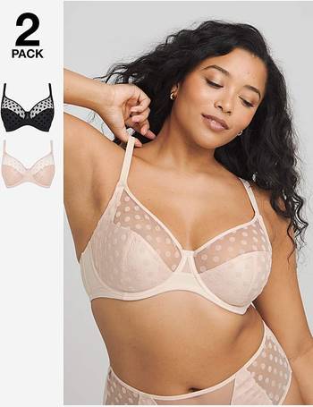 Simply Be 2 pack Eva non wired bras with mesh and lace detail in