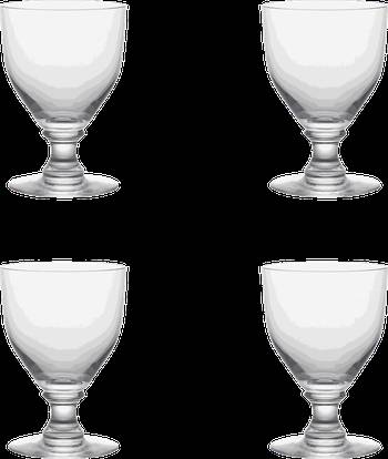 Set of Four Small Pulcinella Wine Glasses - White
