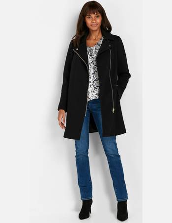 wallis black chain detail longline coat