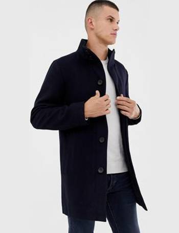 French connection mens double breasted hot sale funnel wool jacket charcoal melange