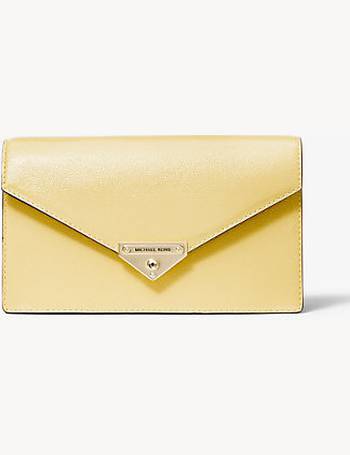 Michael Kors Grace Silver Leather Envelope Clutch Bag in Metallic