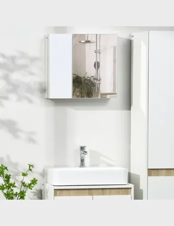 kleankin Bamboo Wall-Mounted Bathroom Medicine Cabinet with Mirror, Over Toilet  Bathroom Cabinet Natural