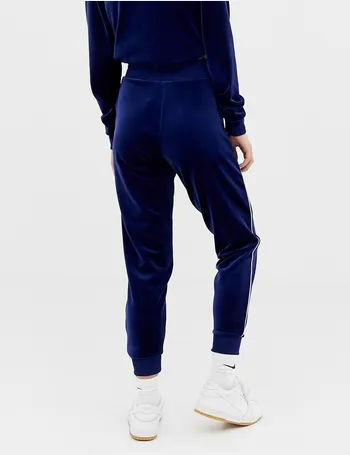 nike blue velour zip thru tracksuit bottoms