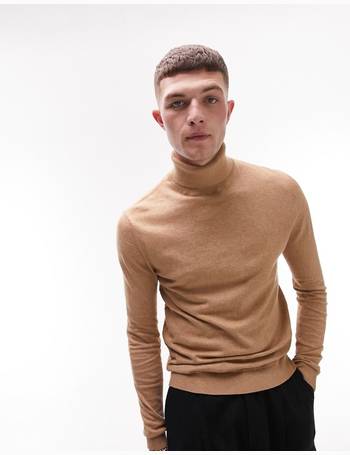 beige roll neck jumper mens