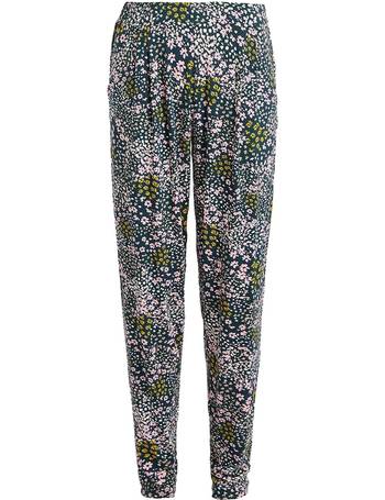 Palm Print Wide Leg Elasticated Trousers