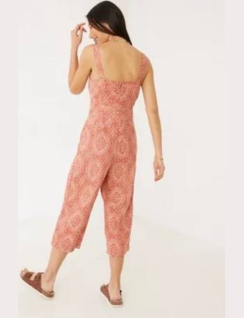 Linen Rich Printed Sleeveless Jumpsuit