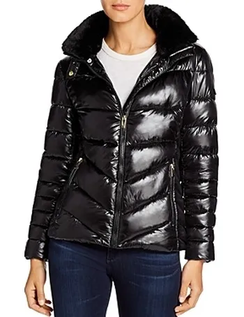 via spiga faux fur hooded puffer jacket