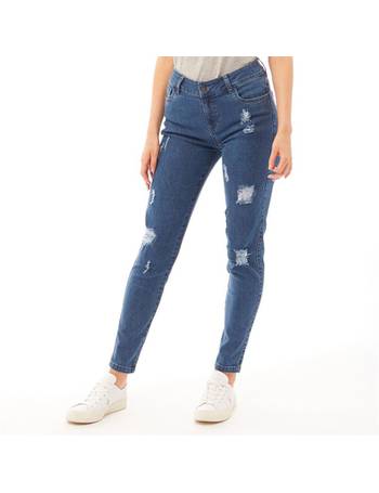 Buy Fluid Womens Elasticated Waist Roll Up Jeans Dark Wash